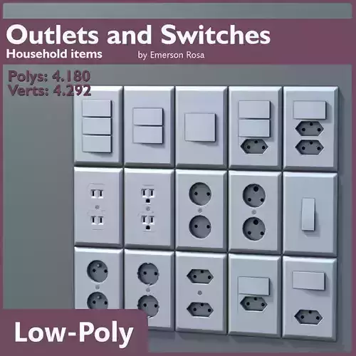 Low-Poly Outlets and Switches Low-poly 3D model