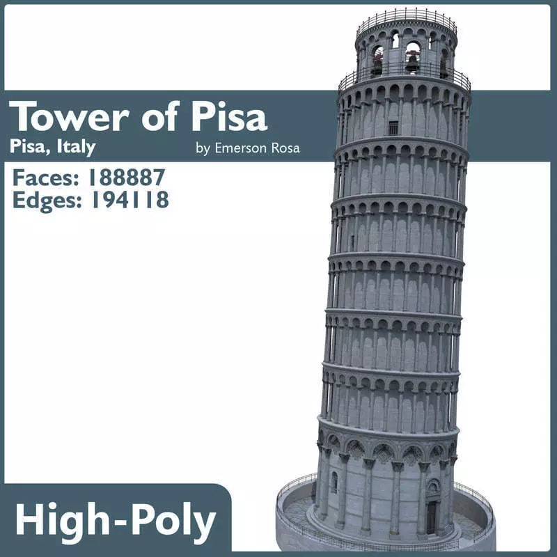 Highly Detailed Tower of Pisa 3D model
