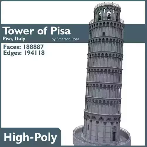 Highly Detailed Tower of Pisa 3D model