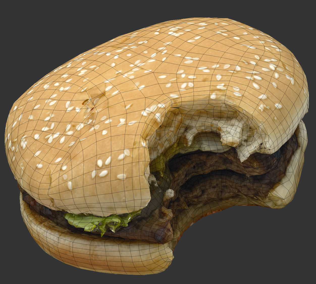 Burger Low-poly 3D model_4