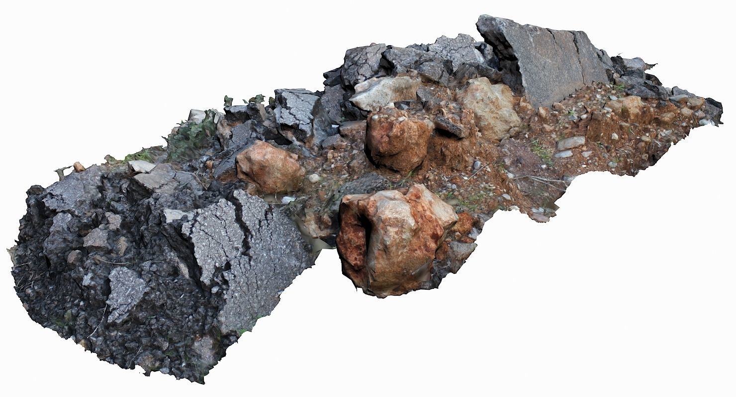 Rubble rock Low-poly 3D model_3
