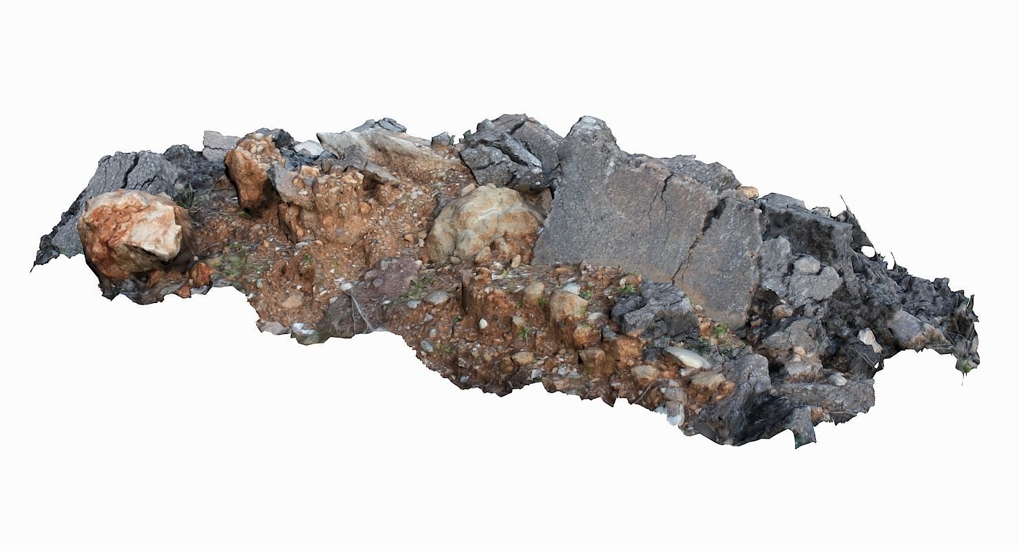 Rubble rock Low-poly 3D model_4
