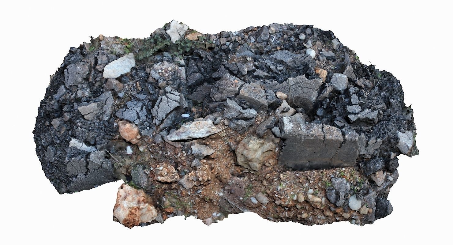 Rubble rock Low-poly 3D model_6