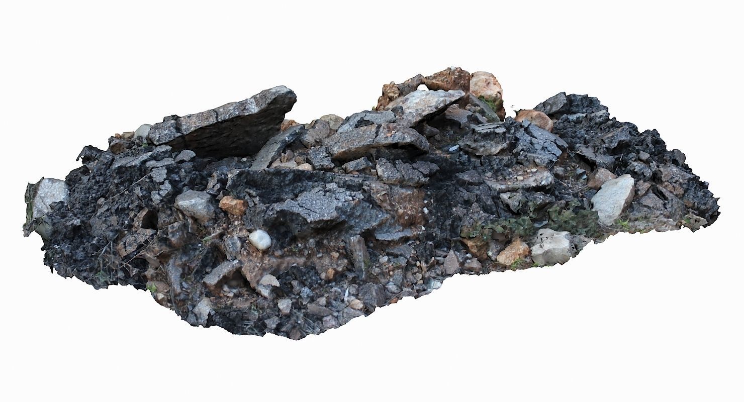 Rubble rock Low-poly 3D model_1