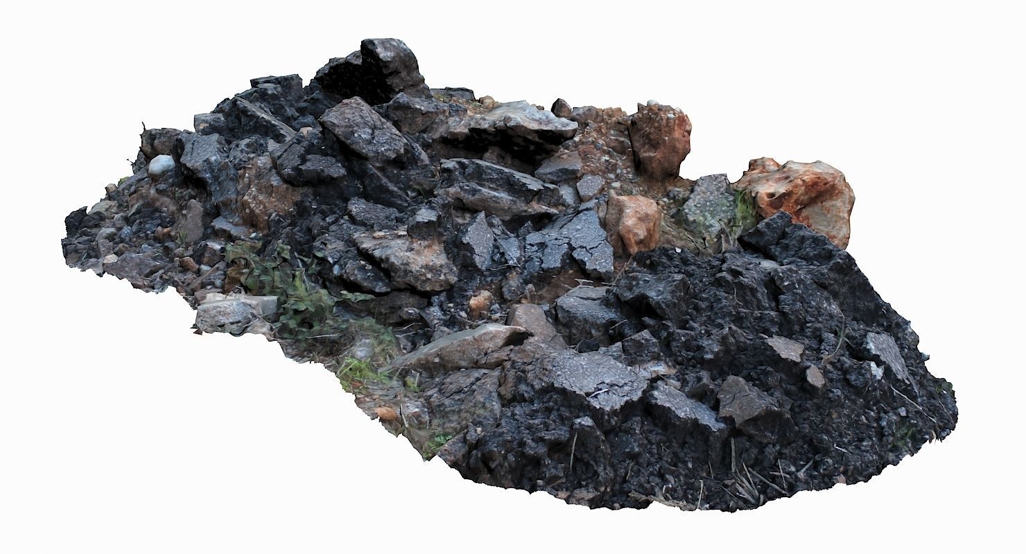 Rubble rock Low-poly 3D model_2
