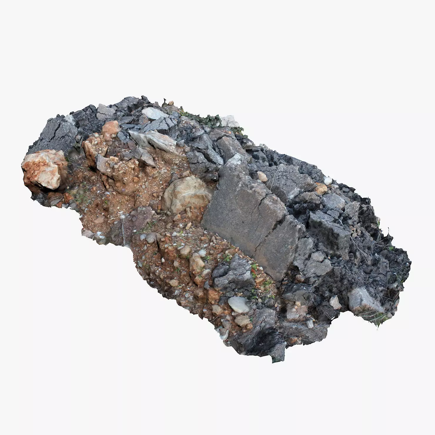 Rubble rock Low-poly 3D model_0
