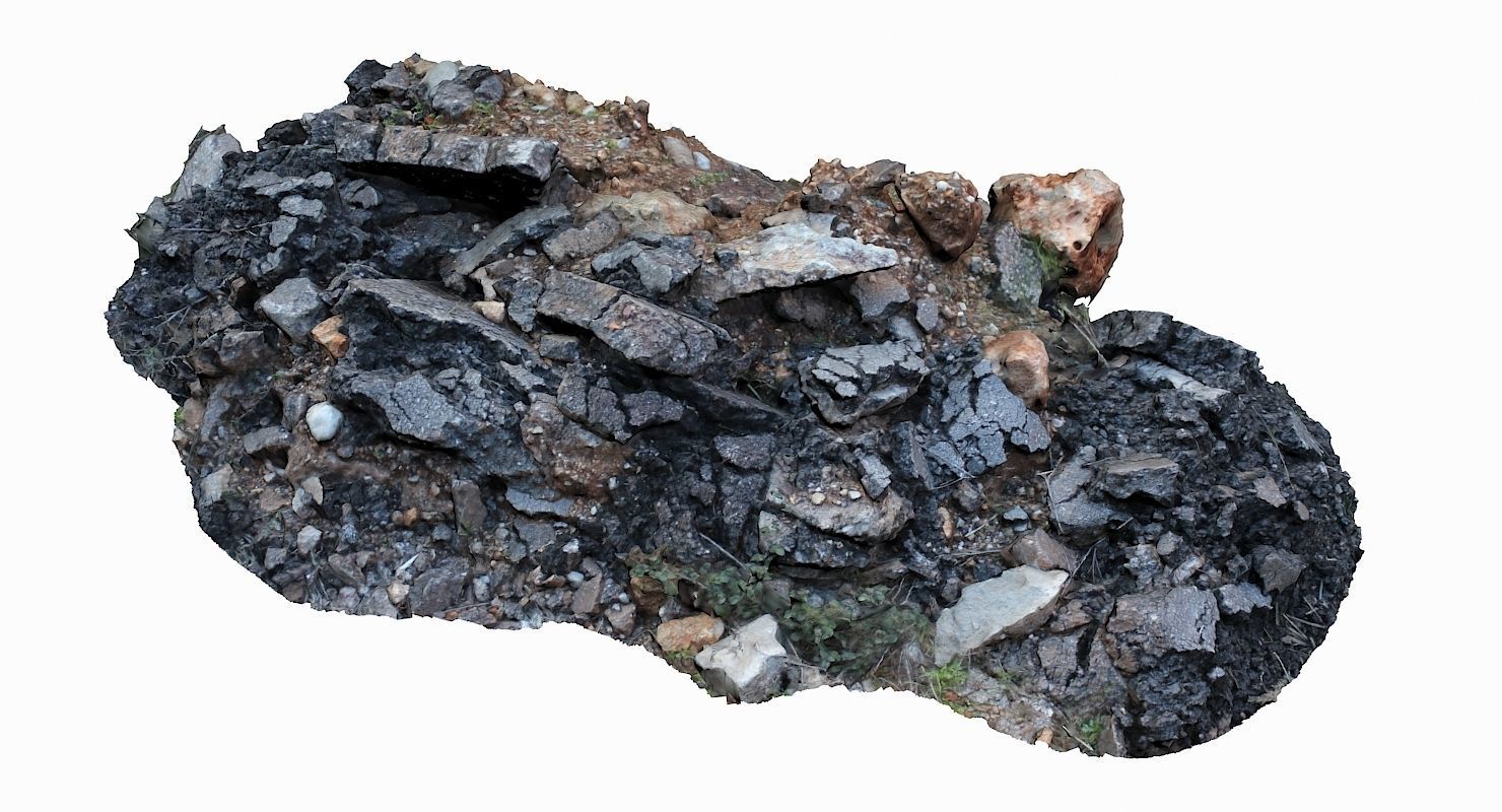 Rubble rock Low-poly 3D model_5