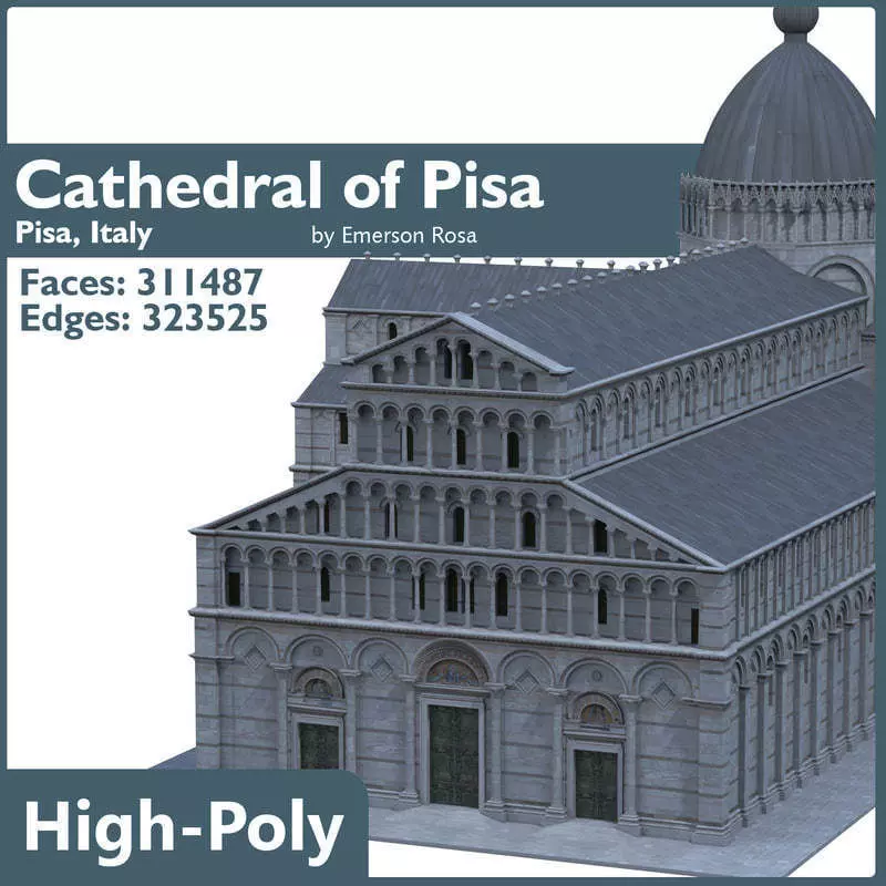 Highly Detailed Cathedral of Pisa 3D model_0