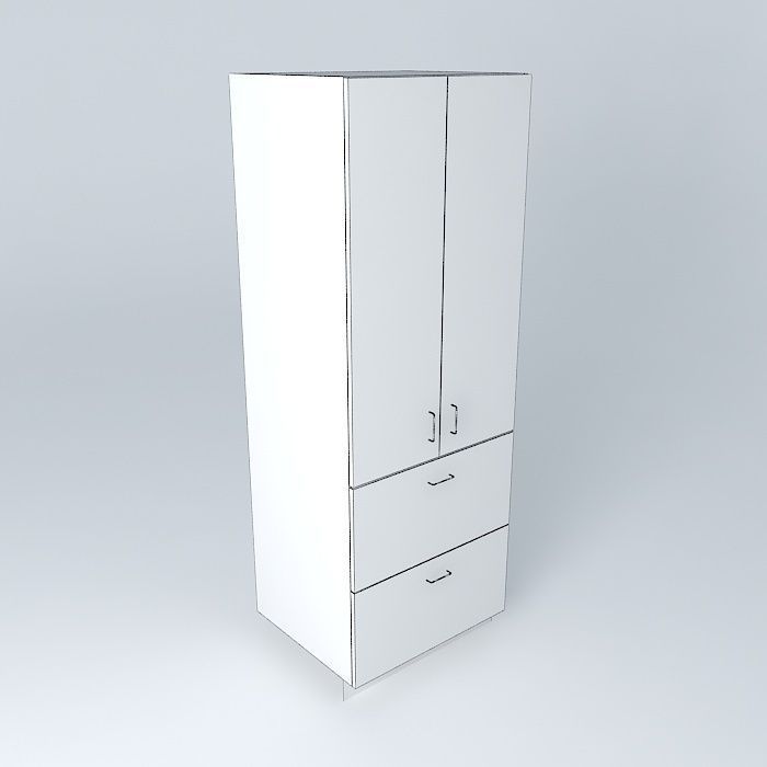 Tall 2 Door 2 Drawer Free 3D model_3