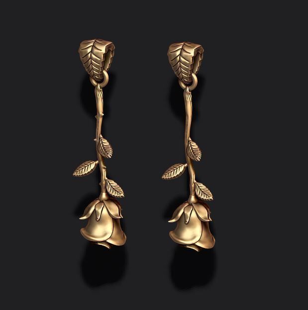 Rose pendant with thorns and without 3D print model_5