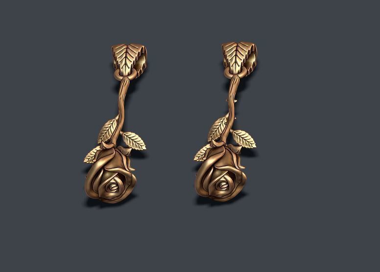 Rose pendant with thorns and without 3D print model_7