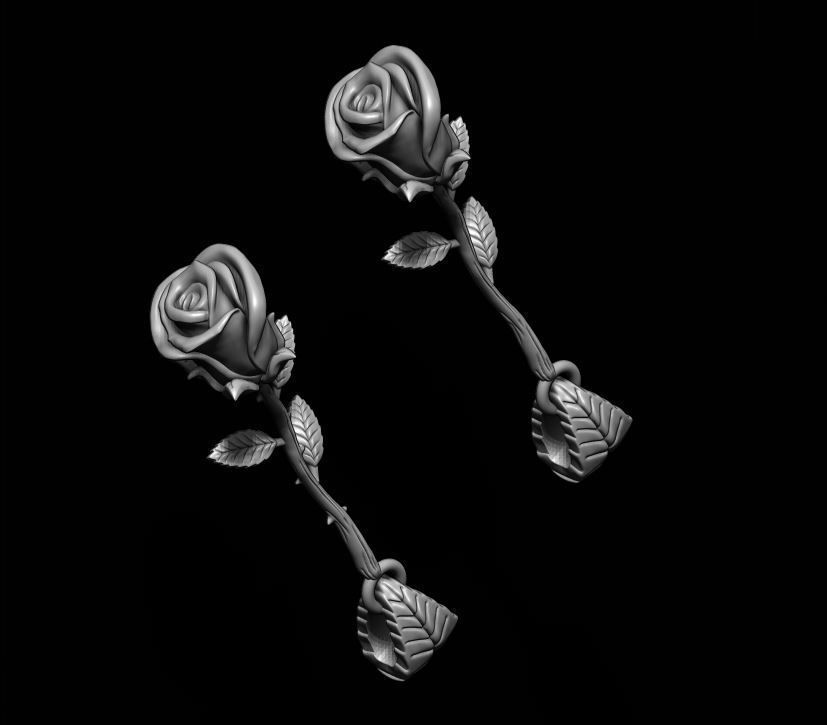 Rose pendant with thorns and without 3D print model_3