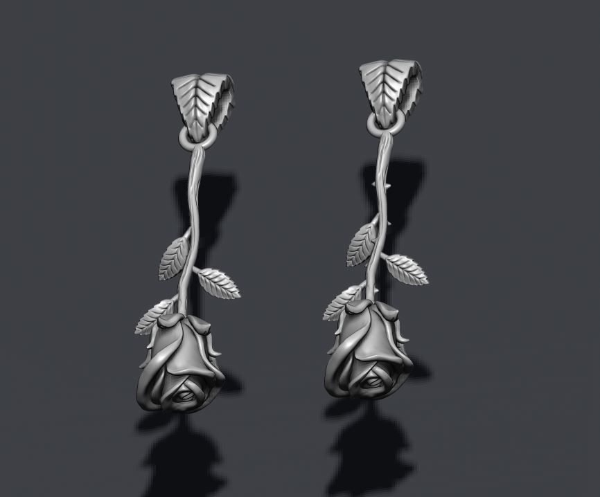 Rose pendant with thorns and without 3D print model_1
