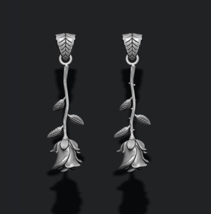 Rose pendant with thorns and without 3D print model_2