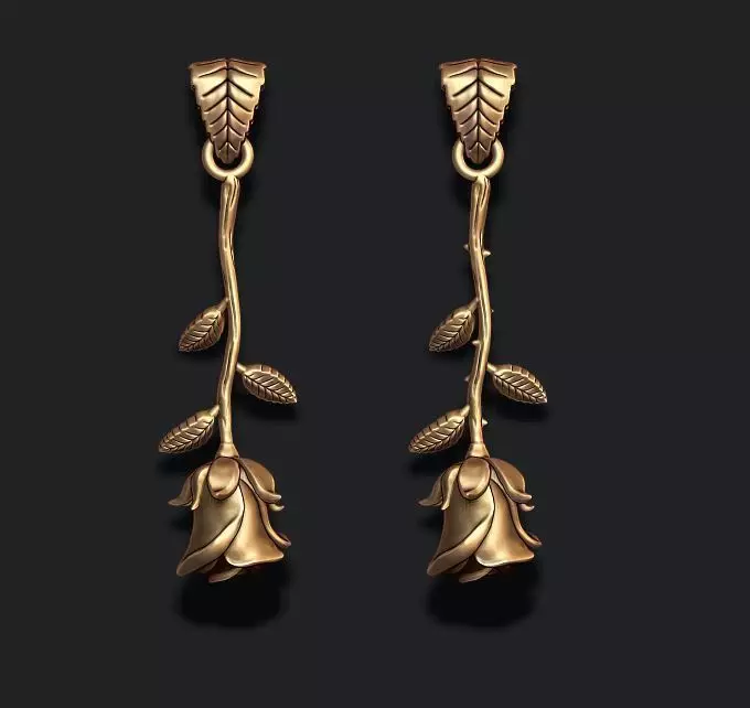 Rose pendant with thorns and without 3D print model_0