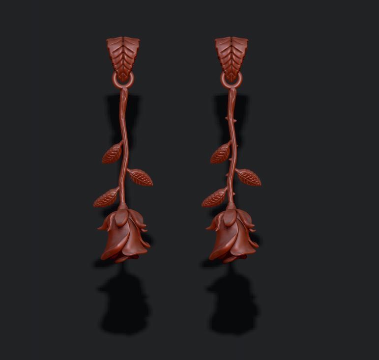 Rose pendant with thorns and without 3D print model_9