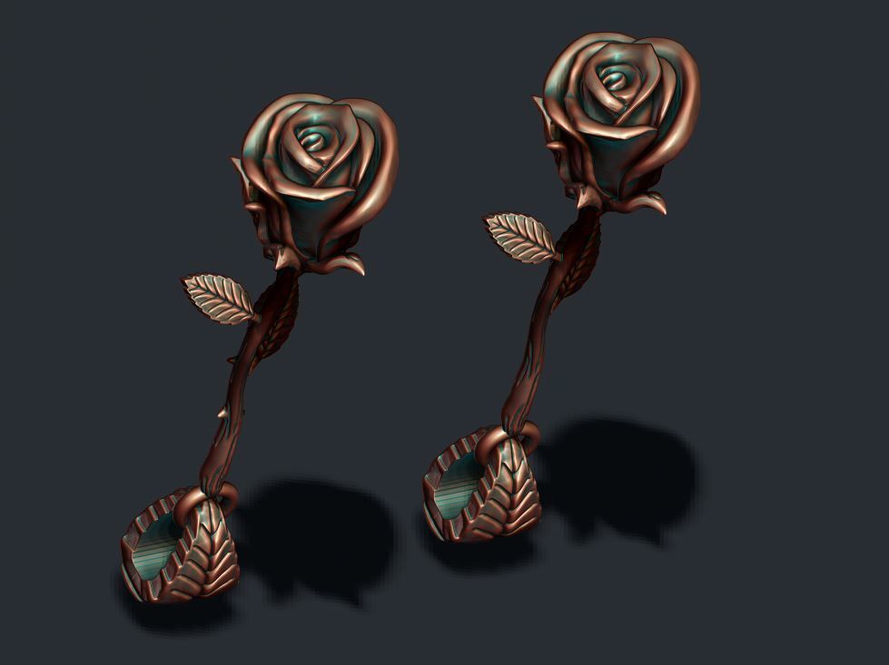 Rose pendant with thorns and without 3D print model_6