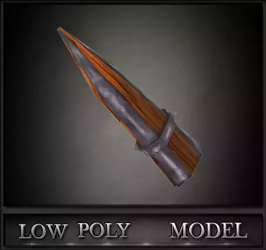 Spike Low Poly wooden sword with metal handle