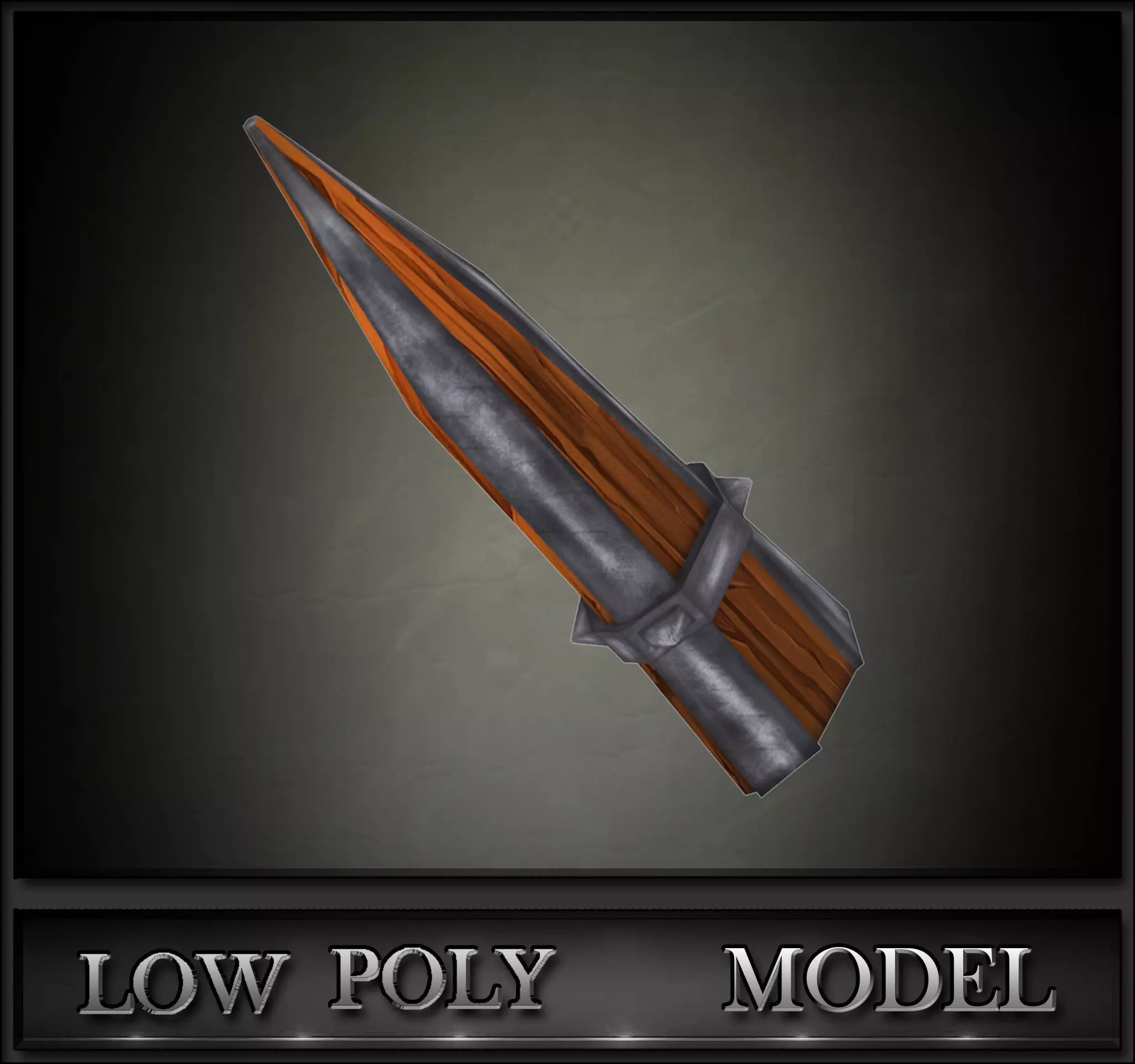 Spike Low Poly wooden sword with metal handle Low-poly 3D model