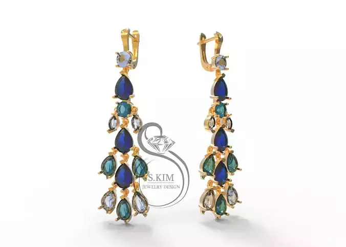 Earrings  peacock tail 