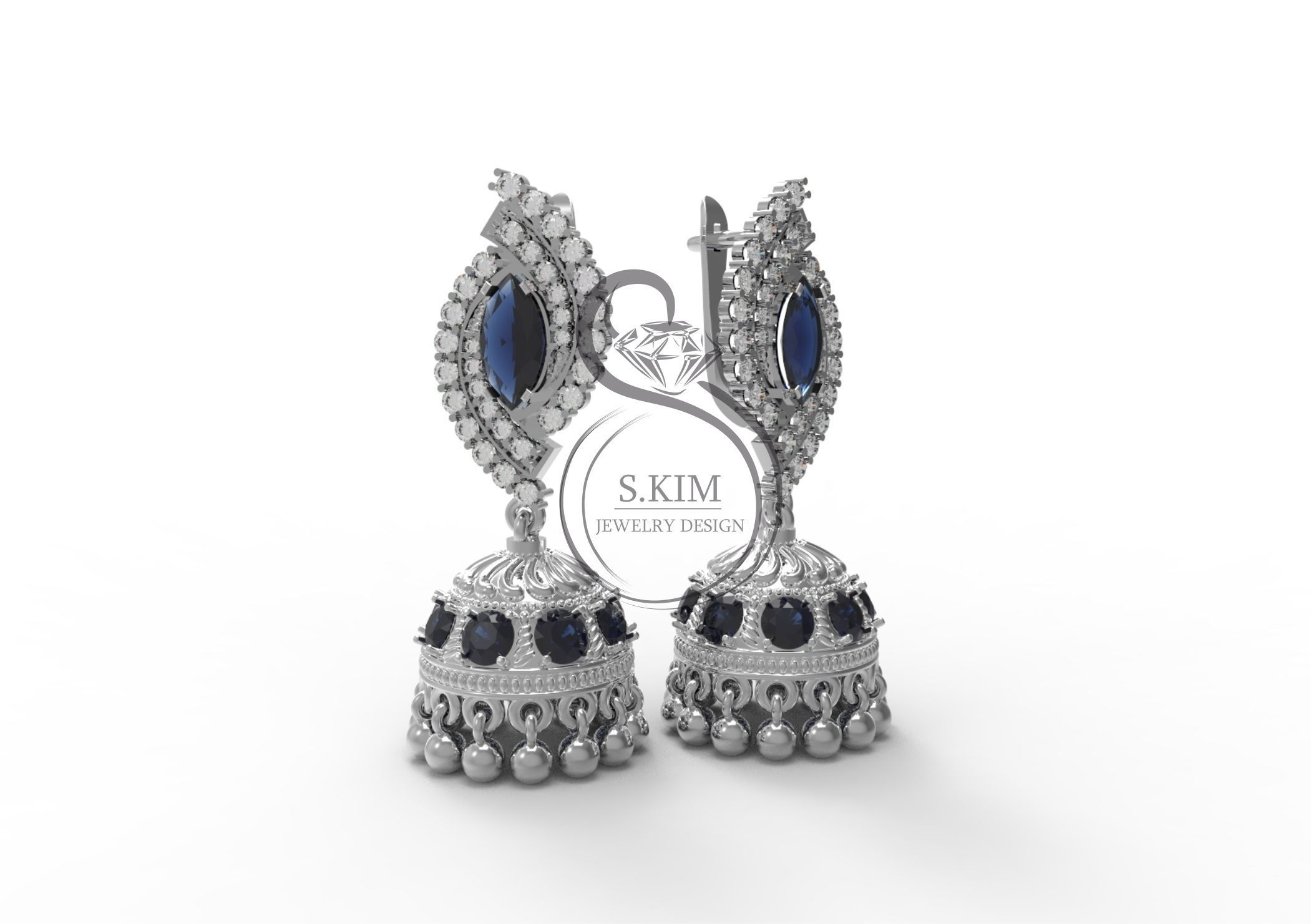 Indian Jhumka earrings 3D print model_2