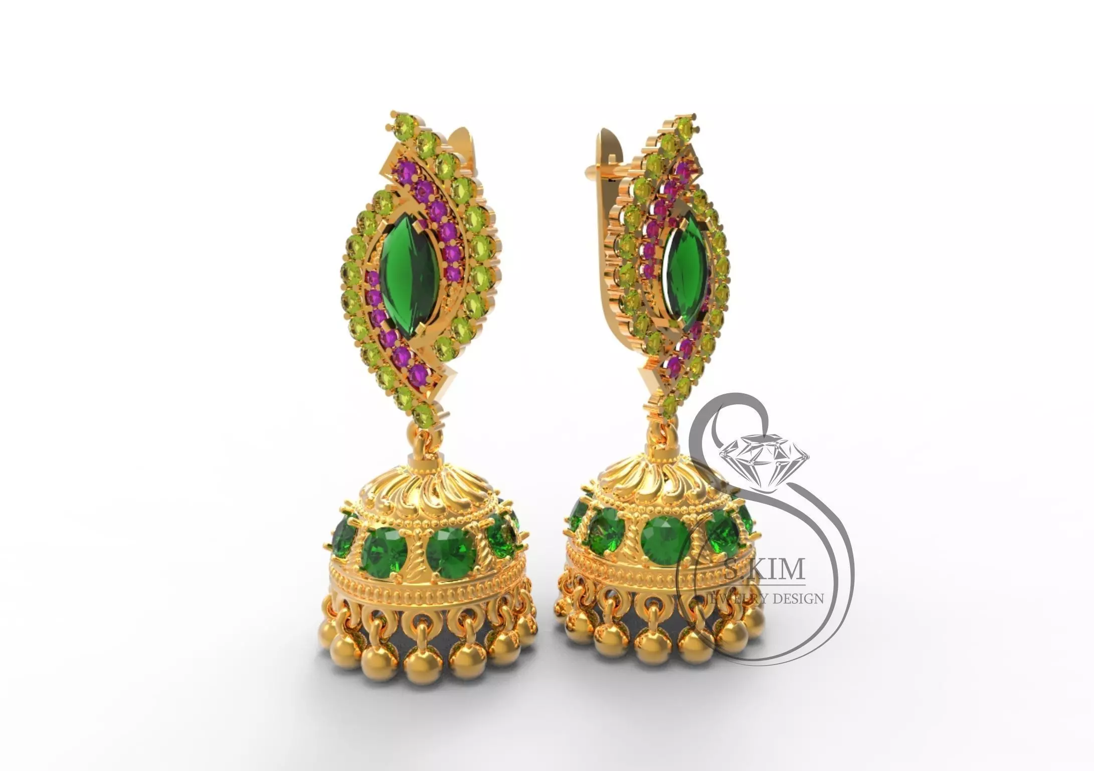 Indian Jhumka earrings 3D print model_0