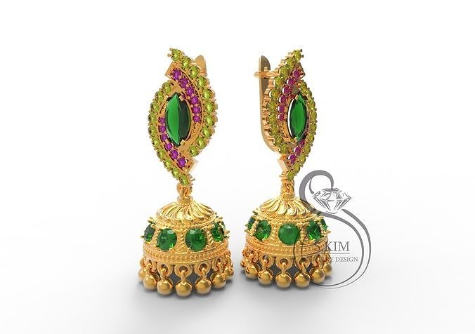 Indian Jhumka earrings 3D print model