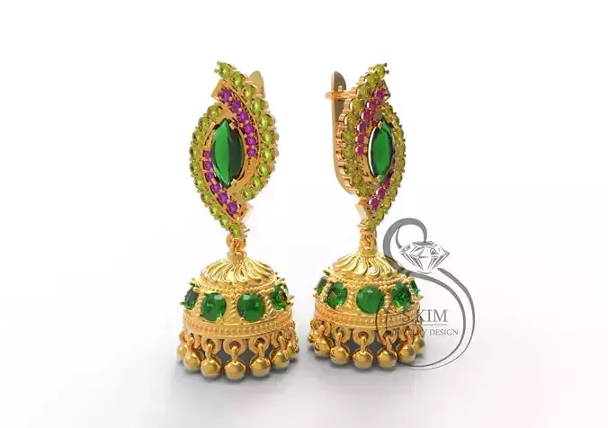 Indian Jhumka earrings 3D print model