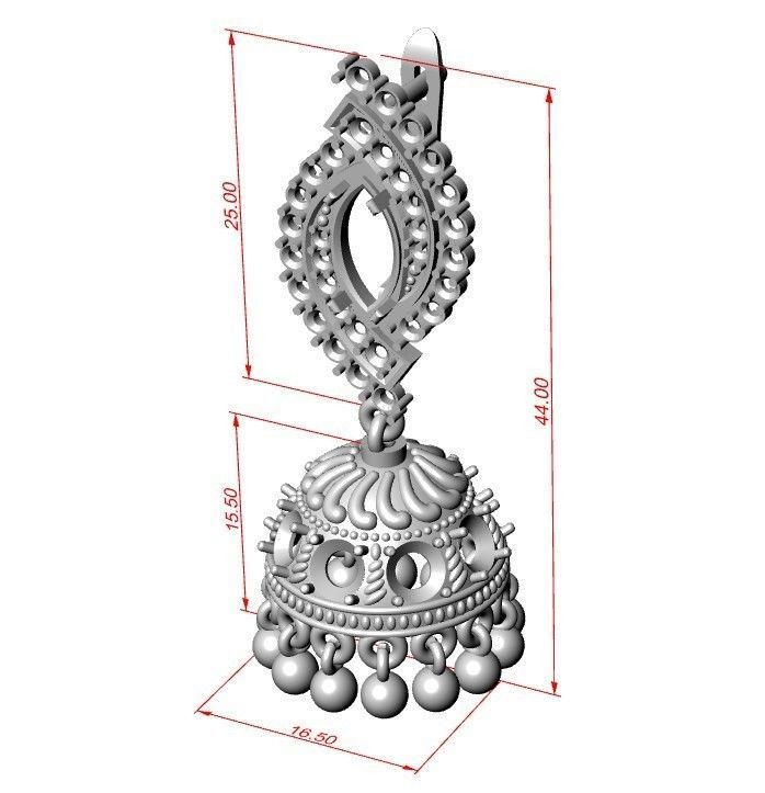 Indian Jhumka earrings 3D print model_4