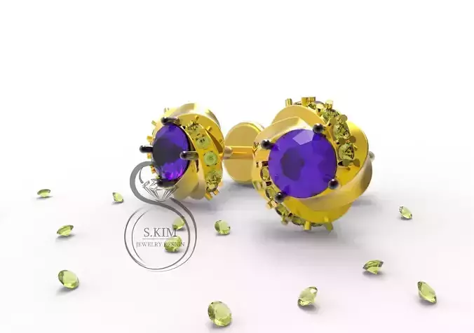 Small earrings gem 4mm