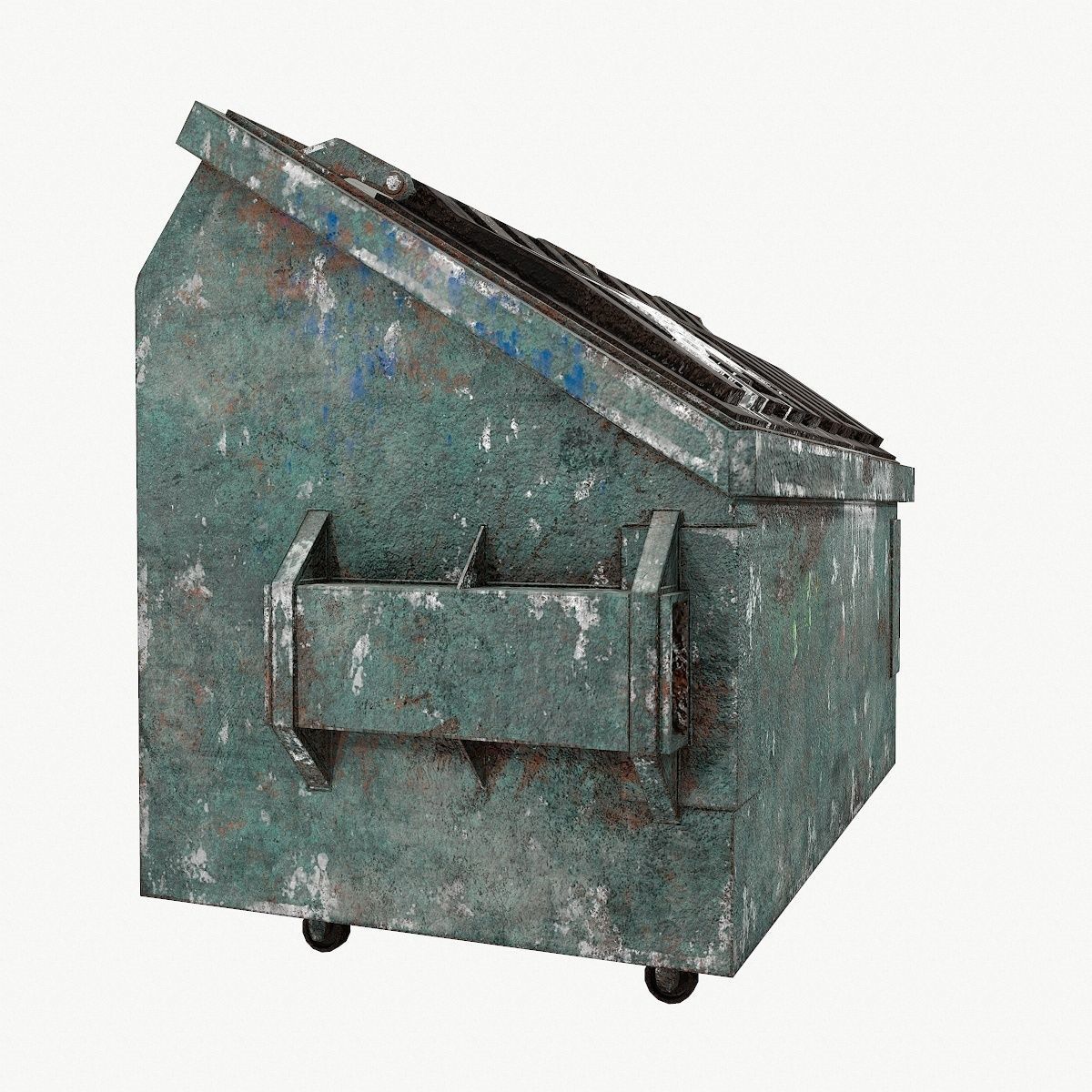 Trash can old Low-poly 3D model_3