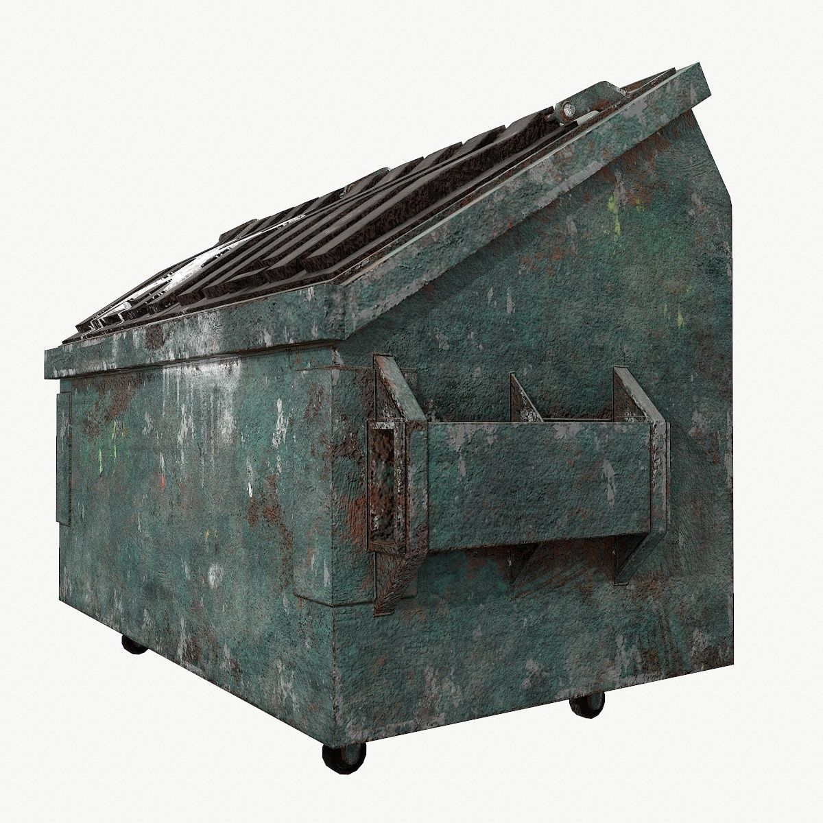 Trash can old Low-poly 3D model_5