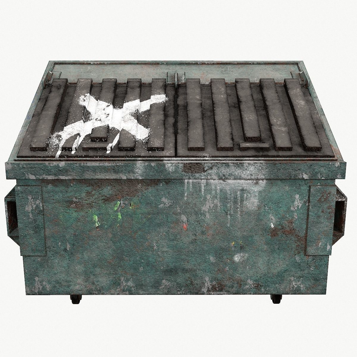 Trash can old Low-poly 3D model_6