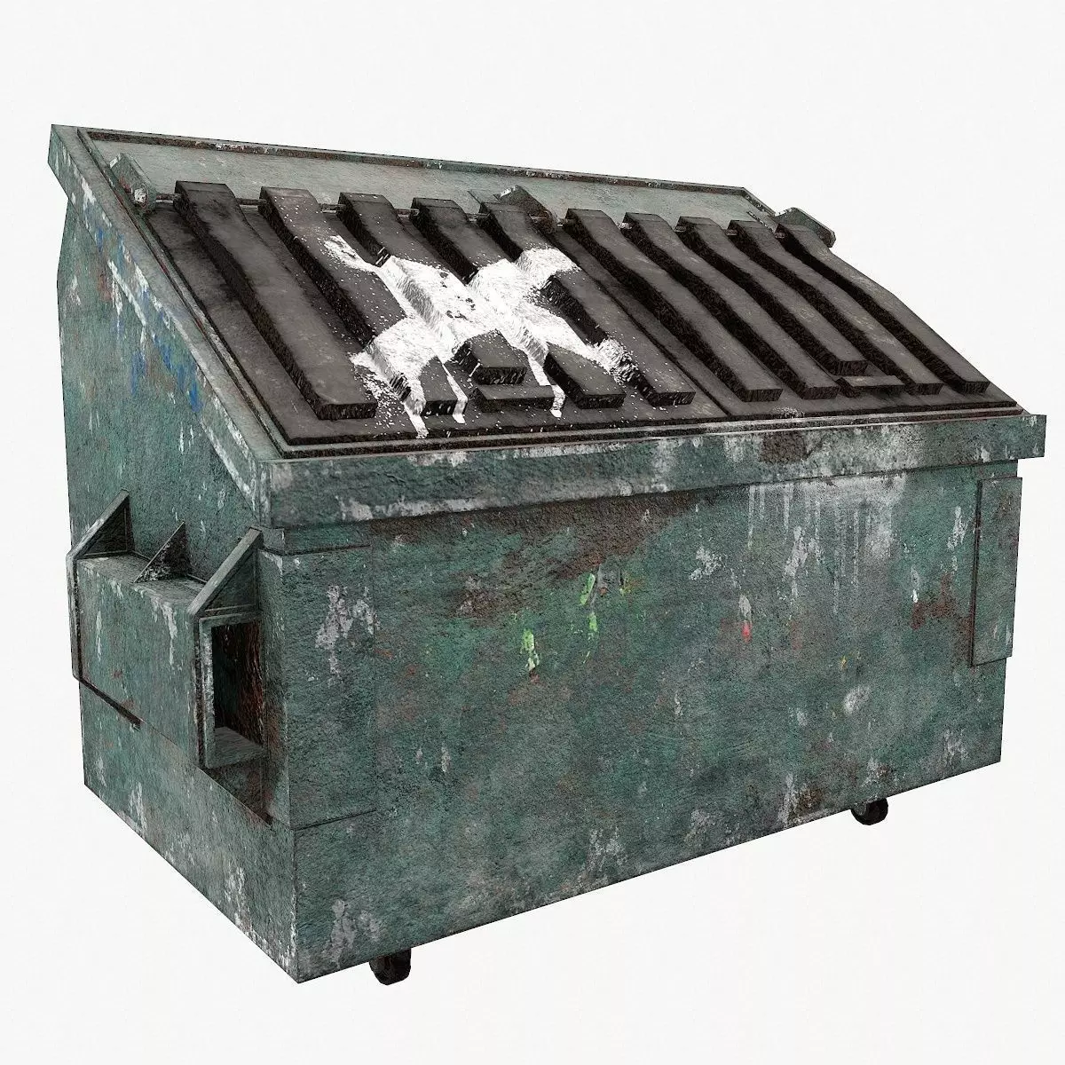 Trash can old Low-poly 3D model_0