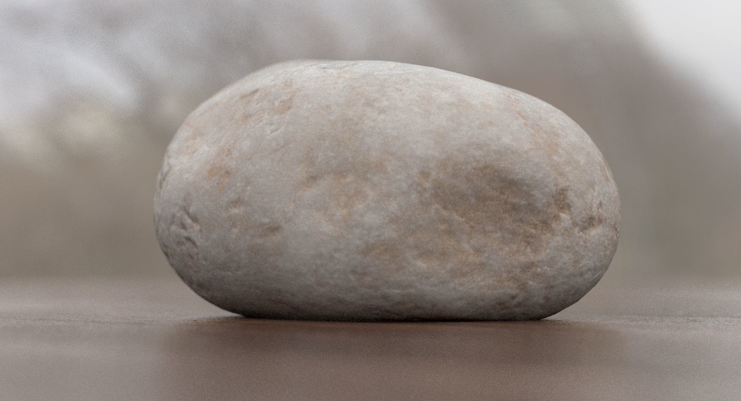 Round Shaped Limestone Pebble 3D model_4