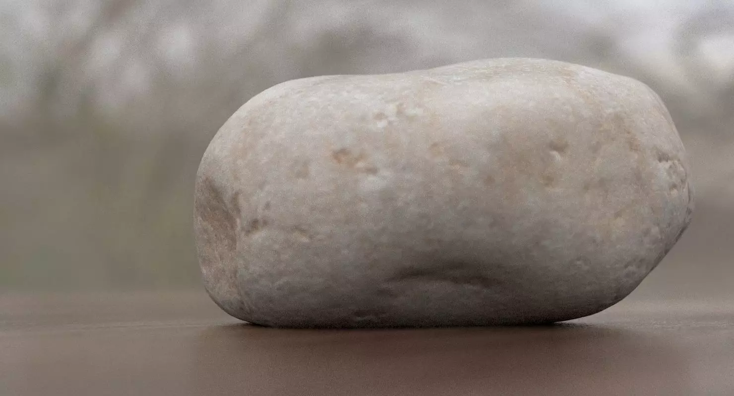 Round Shaped Limestone Pebble 3D model_0
