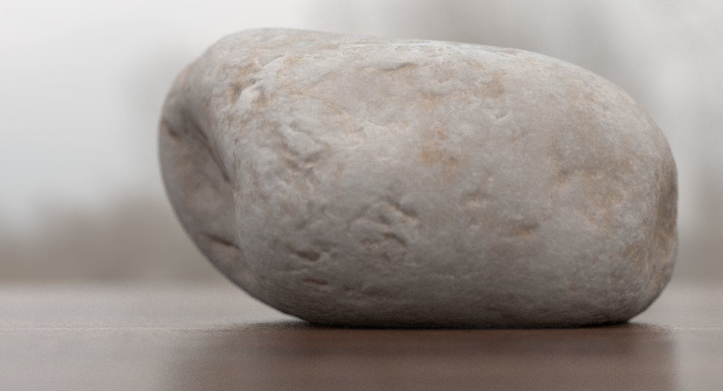 Round Shaped Limestone Pebble 3D model_3