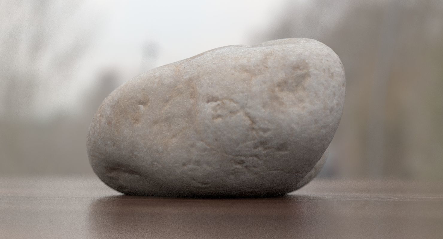 Round Shaped Limestone Pebble 3D model_1