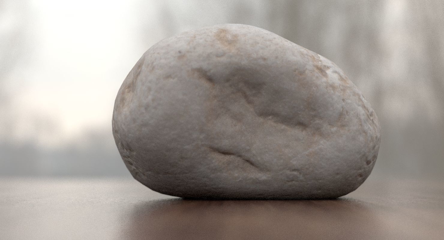 Round Shaped Limestone Pebble 3D model_2