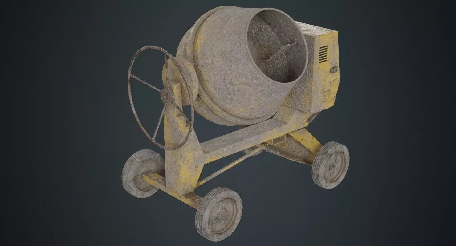 Concrete Mixer 1B Low-poly 3D model_0