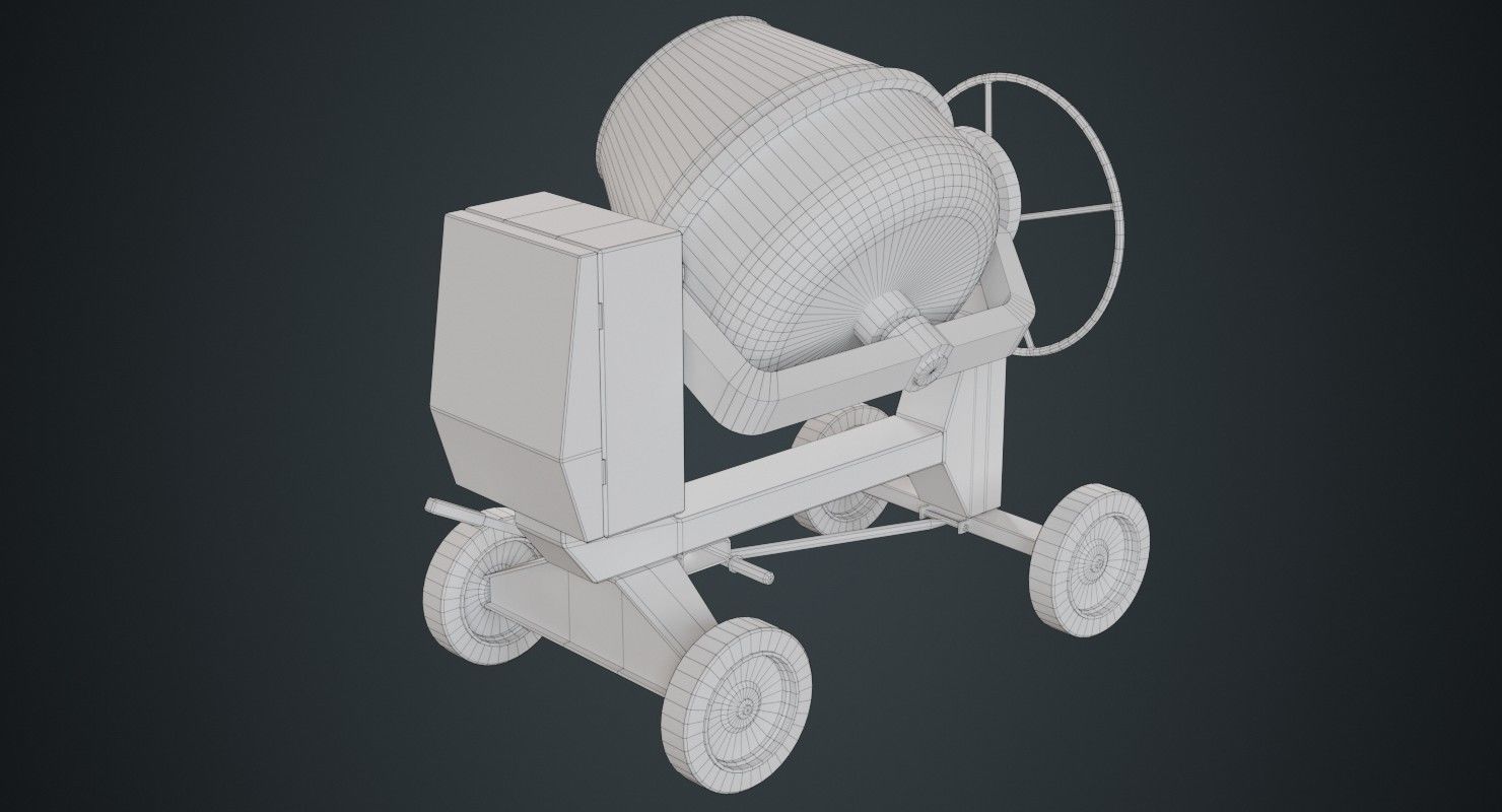 Concrete Mixer 1B Low-poly 3D model_8
