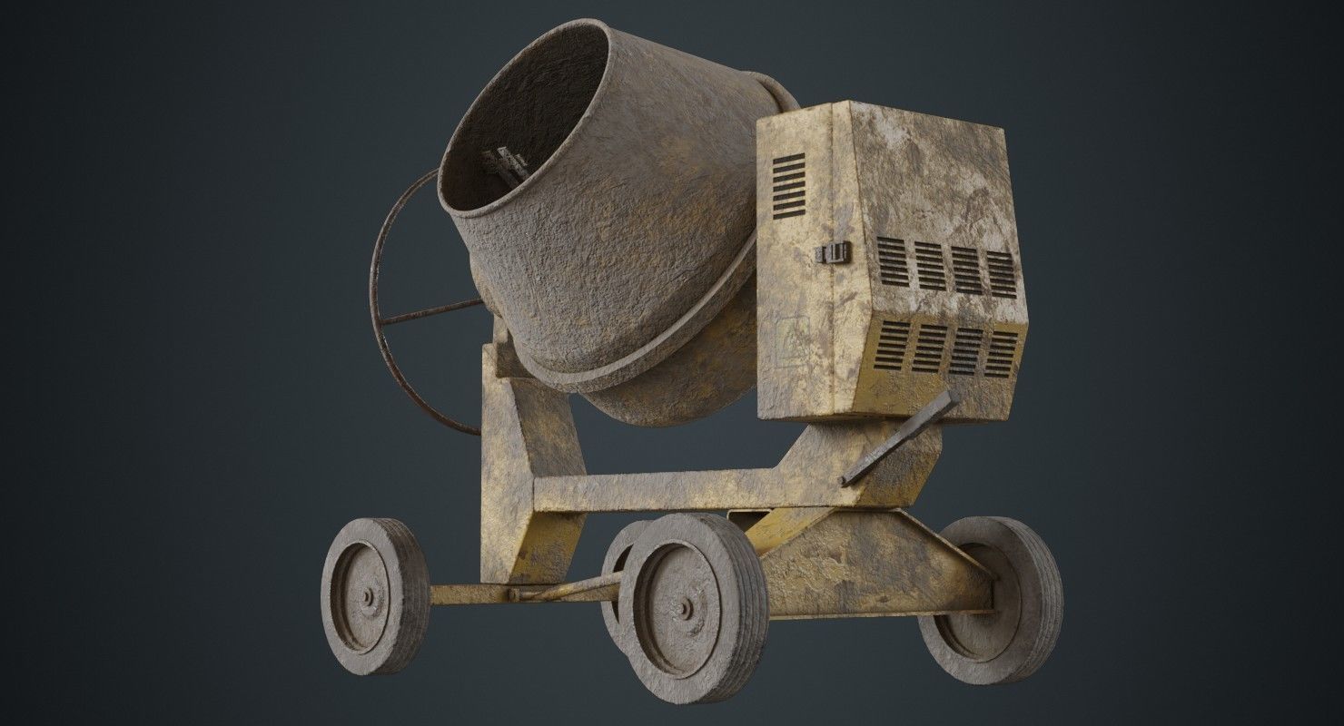 Concrete Mixer 1B Low-poly 3D model_3