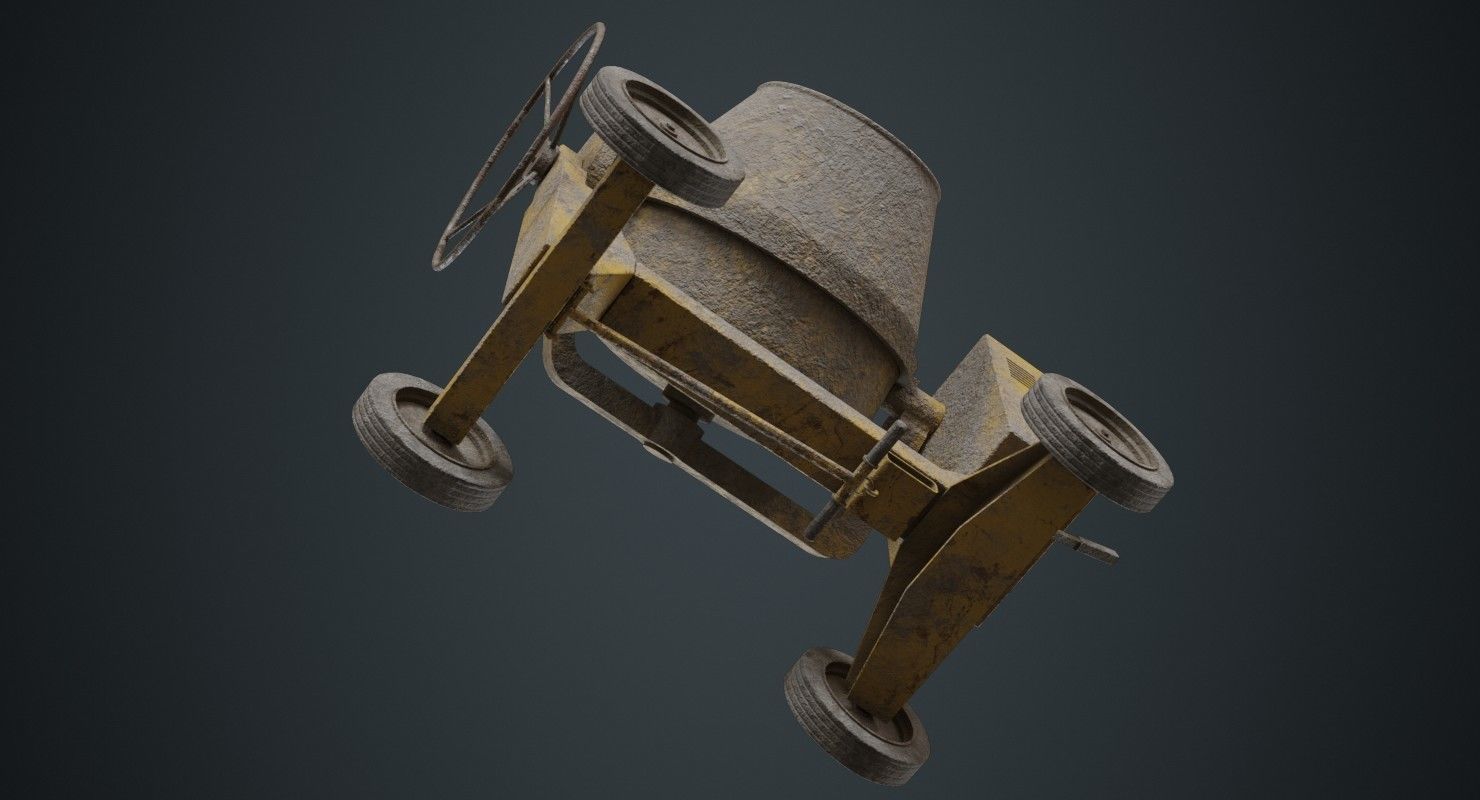 Concrete Mixer 1B Low-poly 3D model_4