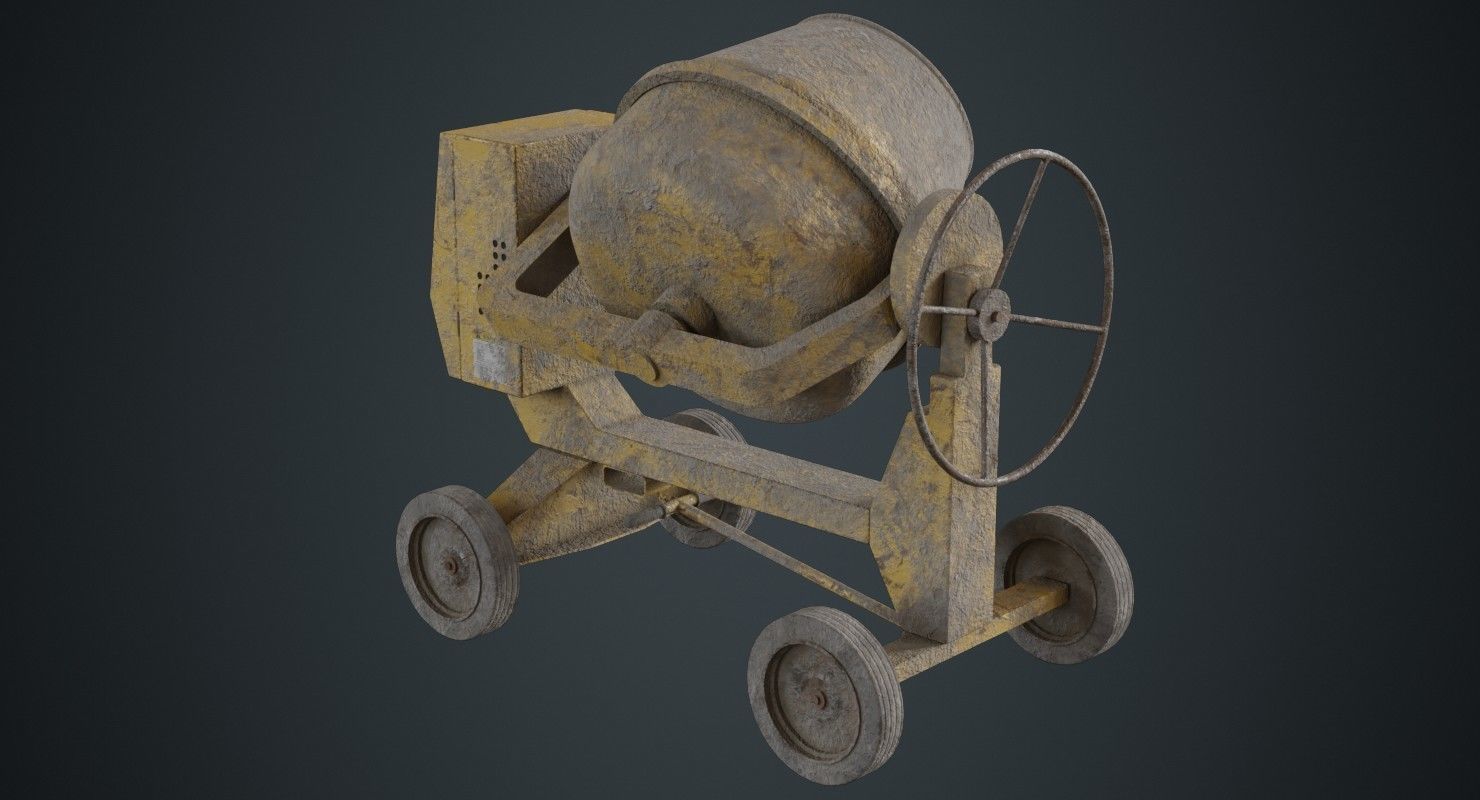 Concrete Mixer 1B Low-poly 3D model_1