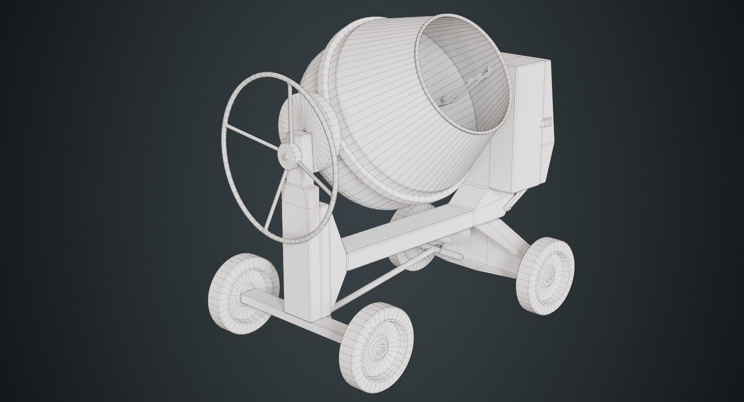 Concrete Mixer 1B Low-poly 3D model_7