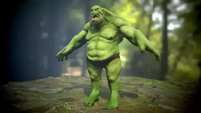 Orc Ogre - Rigged Creature Low-poly 3D model