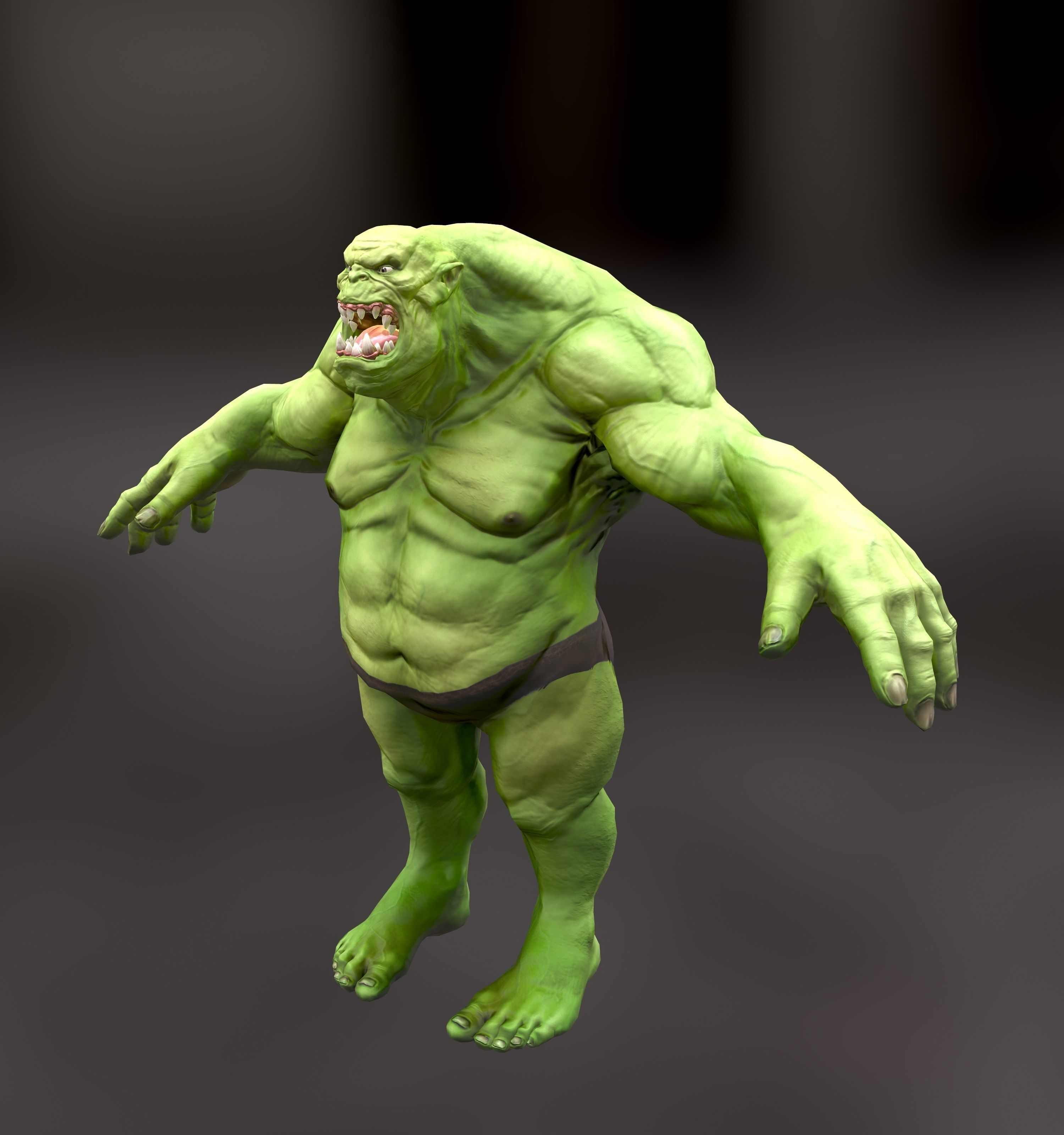 Orc Ogre - Rigged Creature Low-poly 3D model_10