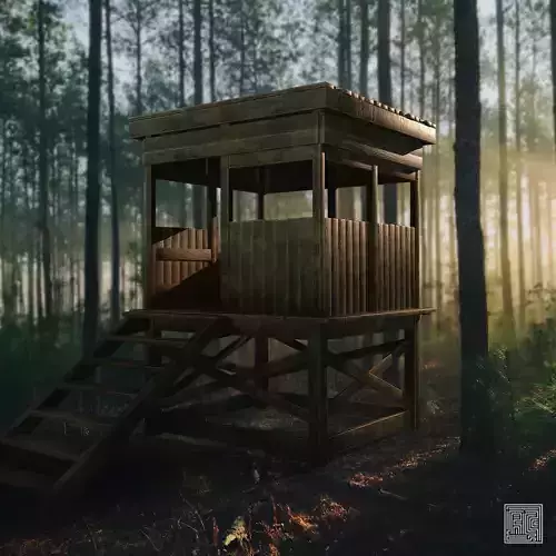 Watchtower - Hunter Cabin - Wood and Military Textures - RC -  Low-poly 3D model Watchtower - Hunter Cabin - Wood and Military Textures - RC -  Low-poly 3D model