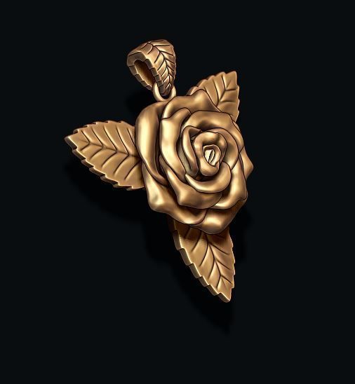 Rose pendant 3D print model_3