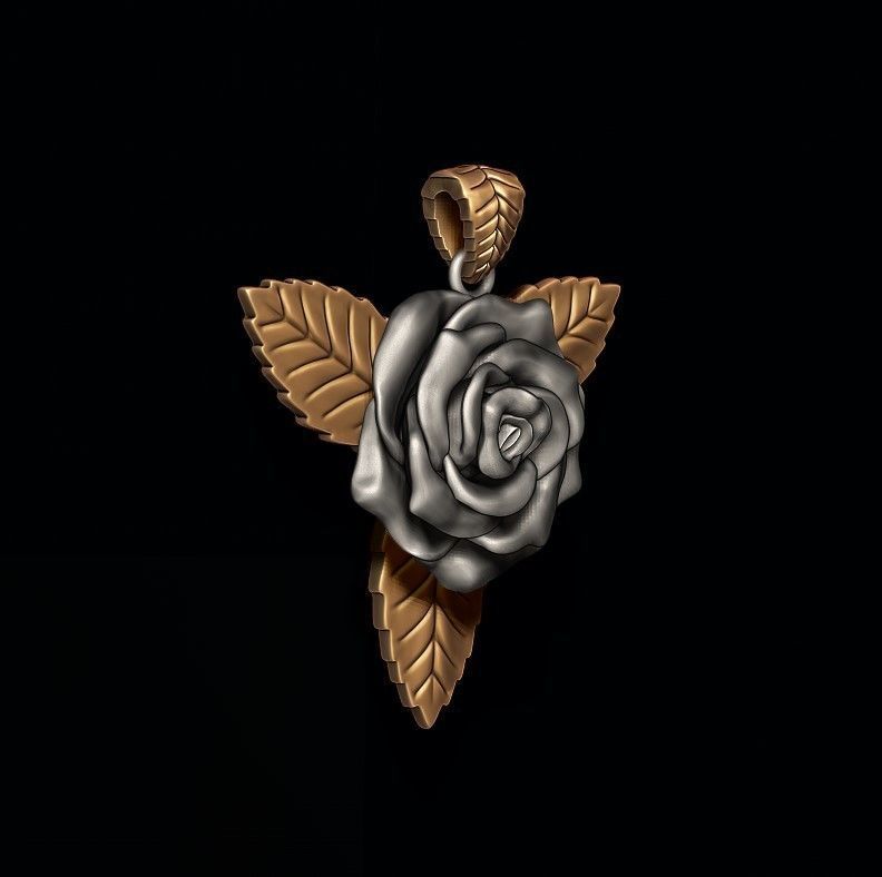 Rose pendant 3D print model_6